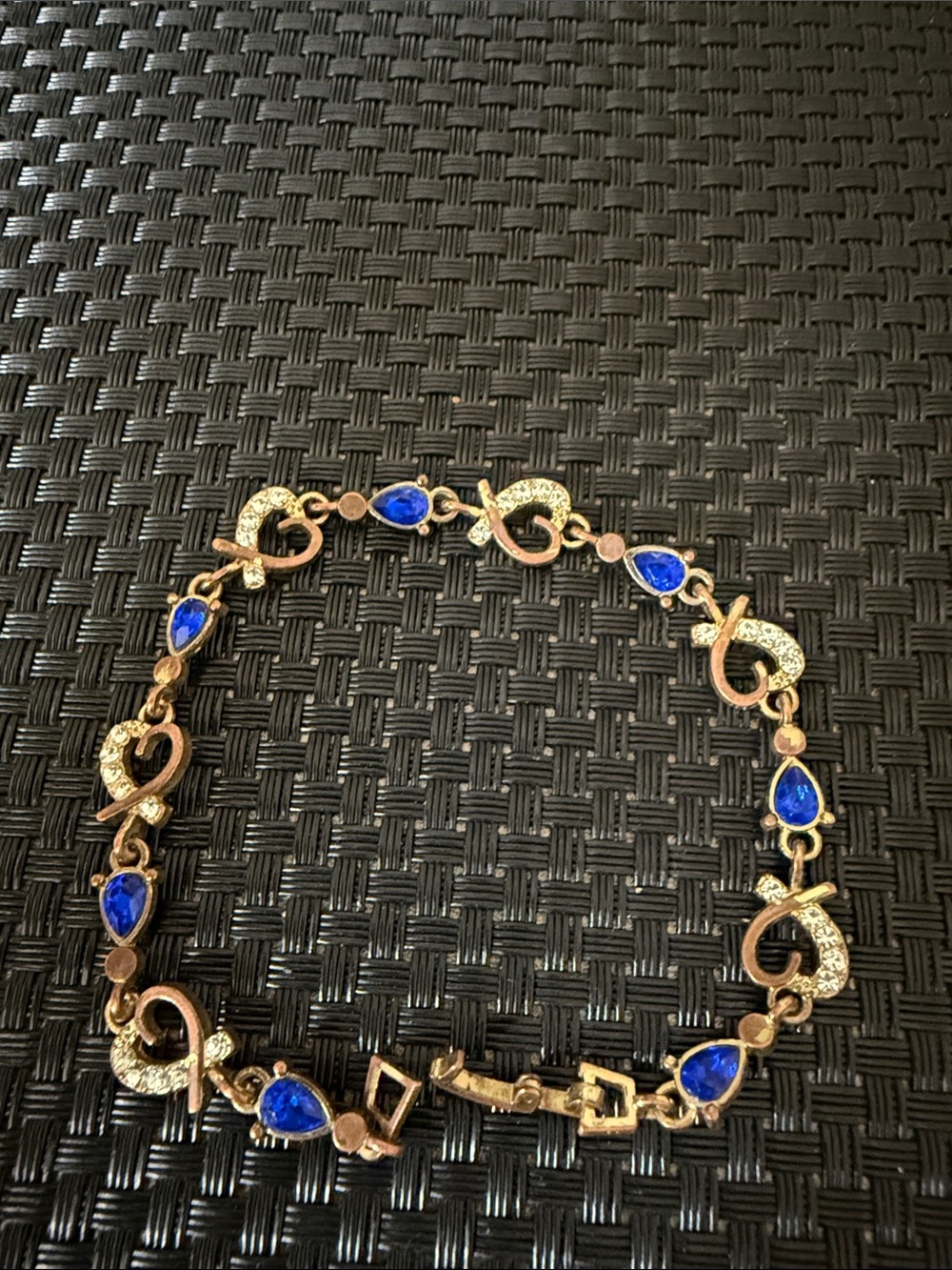 Gold-Tone Bracelet with Blue Teardrop Stones